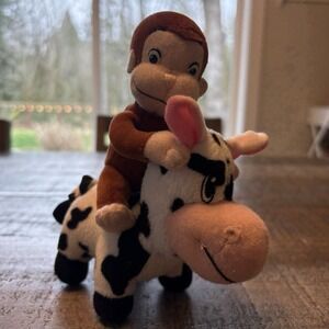 Rare Curious George Marvel Toys 2007 Plush Stuffed Animal Pull Toy Vibration